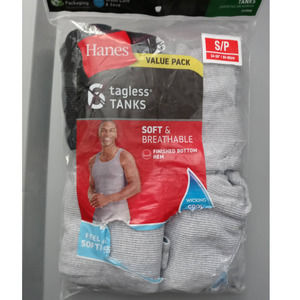 Hanes Men's Tank Undershirts 4 Pack - Grey/Black S